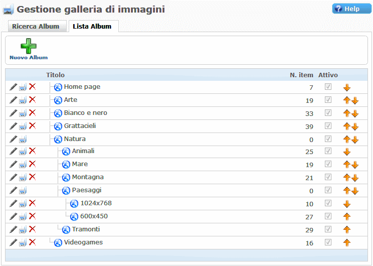 Lista delle tue gallerie e album Miglior cms italiano in AspNet e Bootstrap