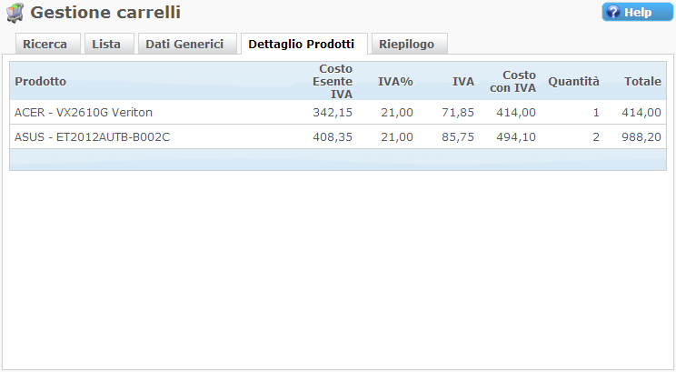 Dettaglio Carrello Ecommerce Miglior cms italiano ecommerce in AspNet e Bootstrap