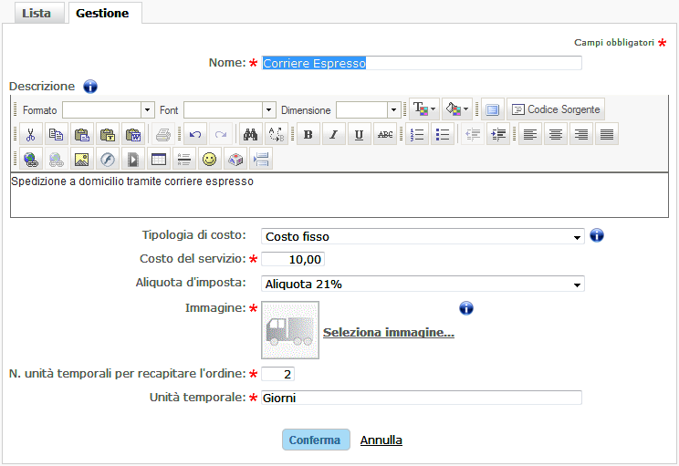 Configura Modalità di Consegna Miglior CMS Italiano Bootstrap AspeNet Miglior Ecommerce