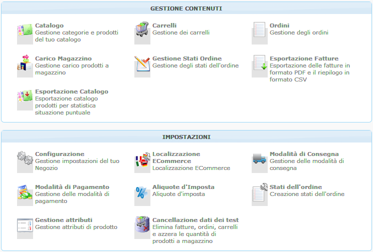 Pannello di Controllo di BravoCMS Miglior cms italiano ecommerce in AspNet e Bootstrap