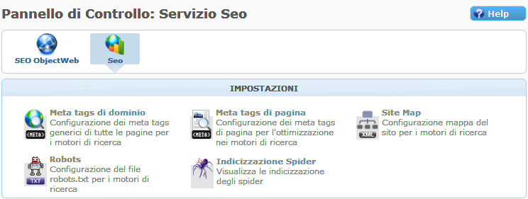 Pannello di Controllo del servizio SEO Miglior CMS Italiano Bootstrap AspeNet Web Responsive SEO Indicizzazione Sito